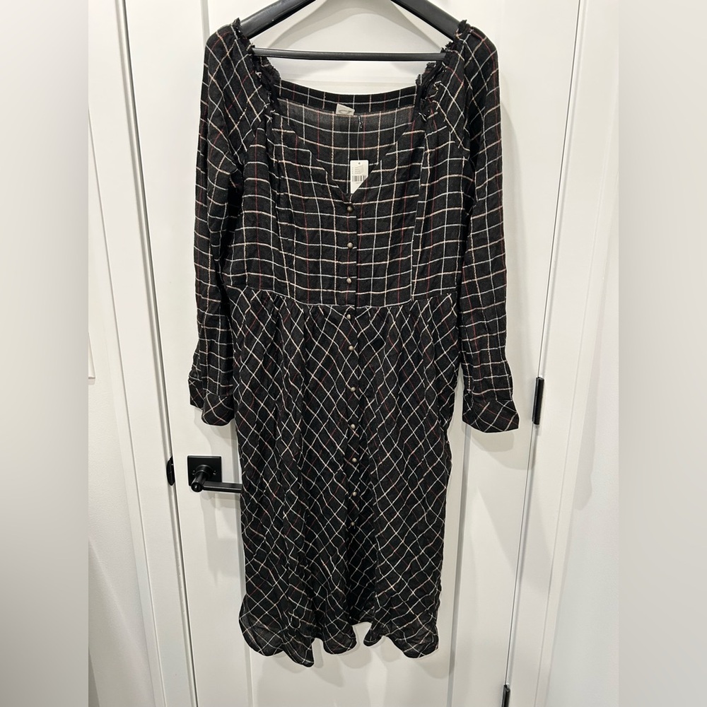 Anthropologie Plaid Black and White Women's Dress